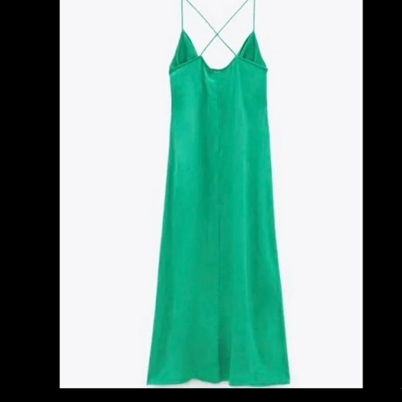 NWT Zara Green Knotted Slip Dress - Picture 9 of 15
